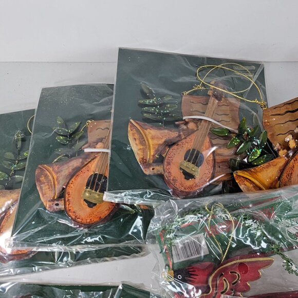 Musical Instrument Christmas Ornaments Set Of 10 Metal Cardinal Bird Lot - Picture 8 of 11